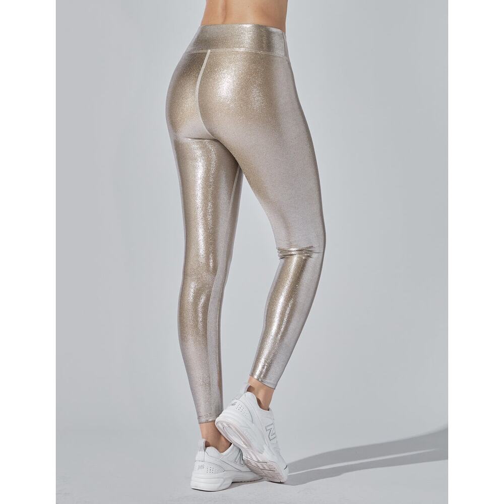 Heroine Sport Marvel Leggings Quartz Size Large Metallic Shine Silver Gold - Picture 2 of 16